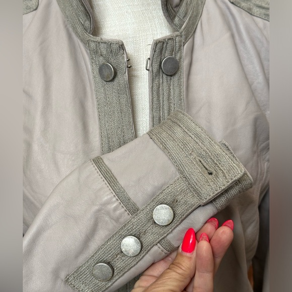 Joie sz MD soft lamb leather taupe jacket w detailing brushed silver buttons - Picture 6 of 16